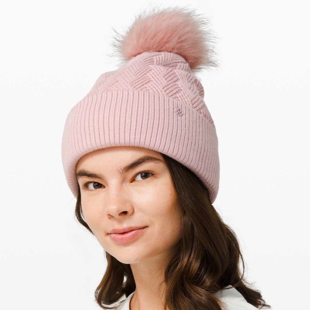 Lululemon Porcelain Pink Sherpa Weave Pom Beanie